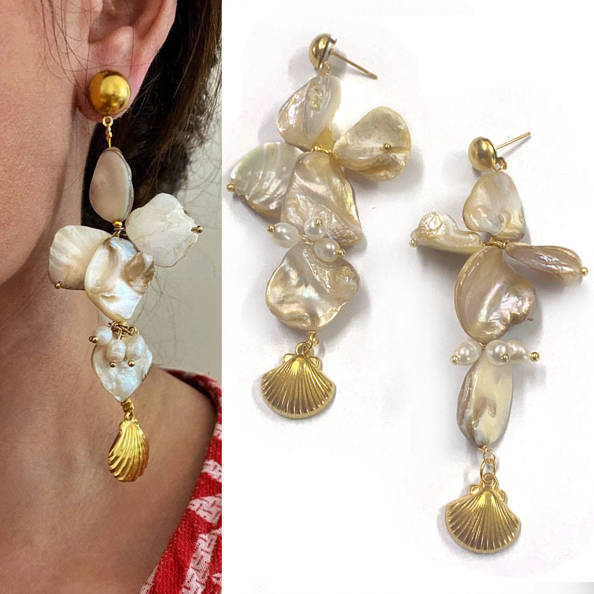 Exaggerated irregular seashell necklace/collarbone chain