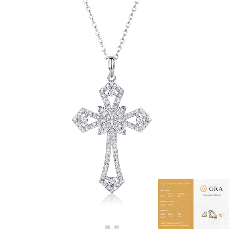 Geometric Moissanite Cross Necklace