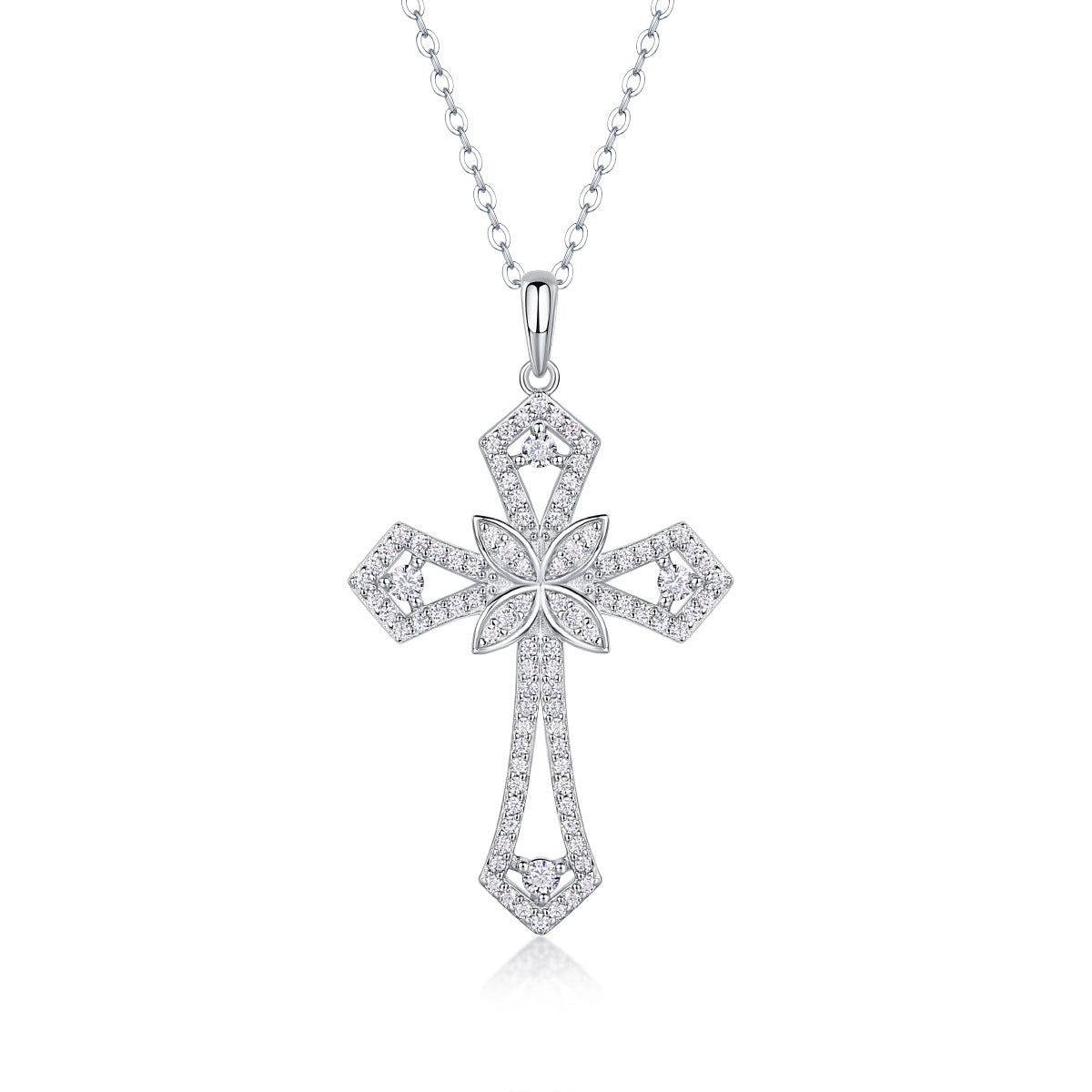 Geometric Moissanite Cross Necklace