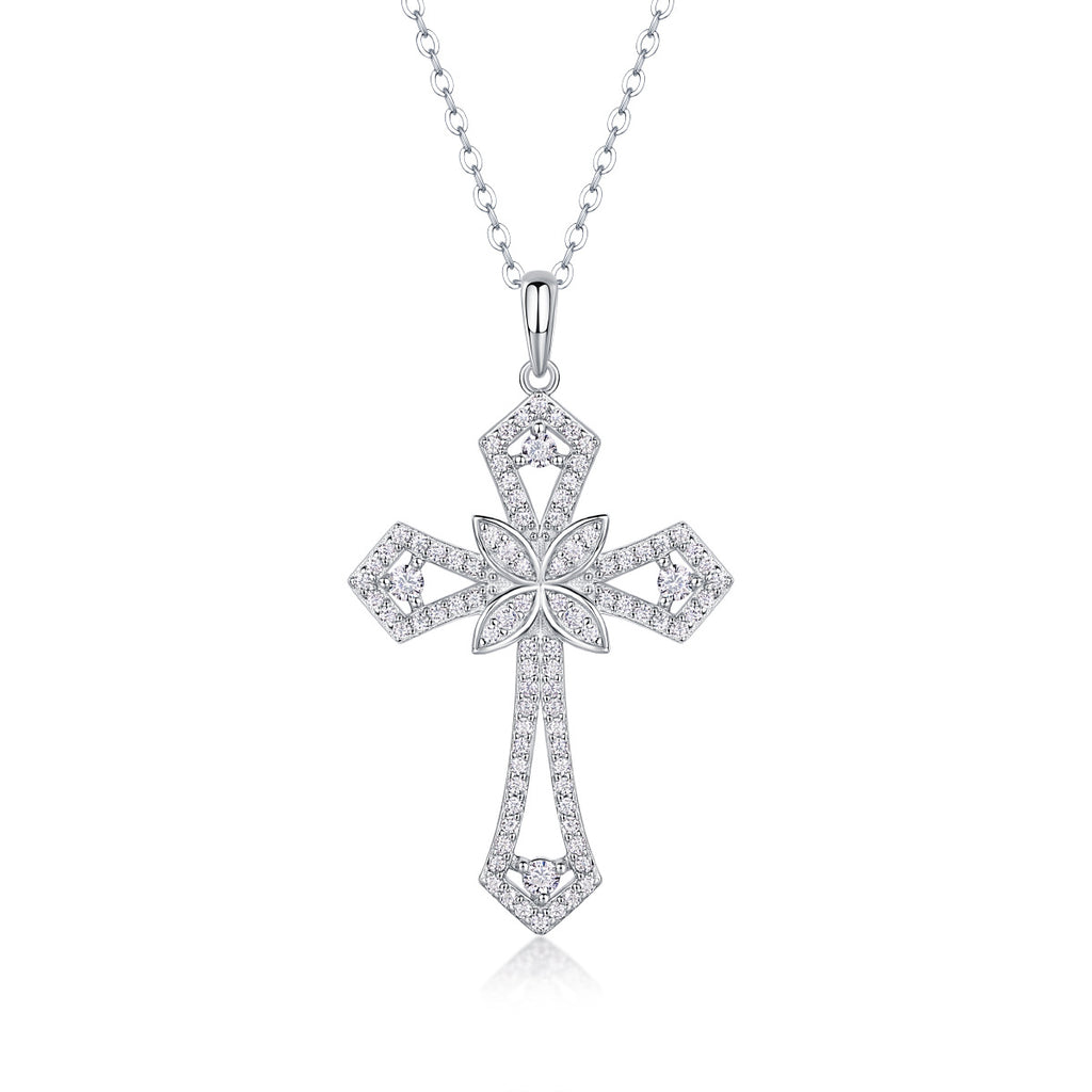 Geometric Moissanite Cross Necklace