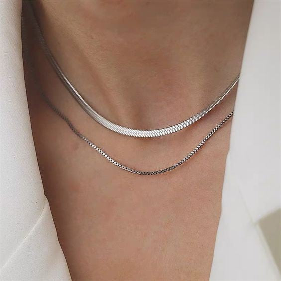 Double-layer snake chain necklace