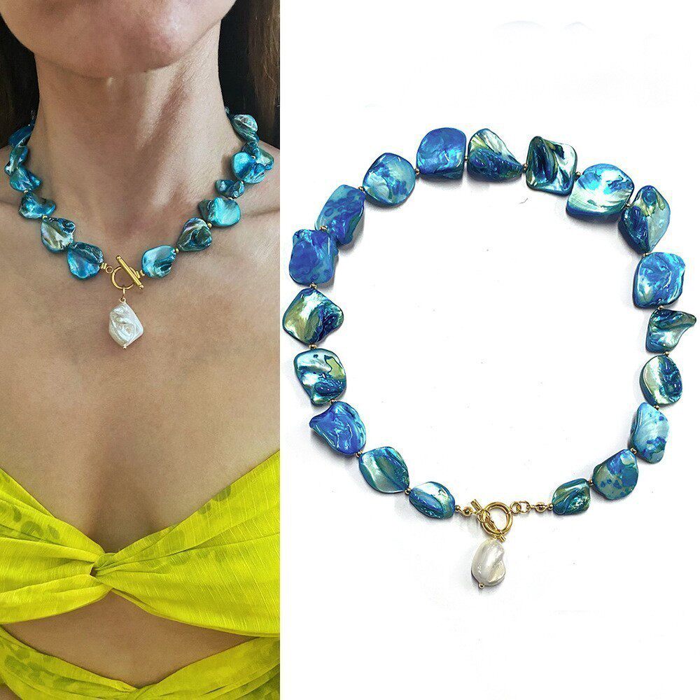 Exaggerated irregular seashell necklace/collarbone chain