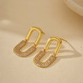 U-Shape Oval Diamond Earrings