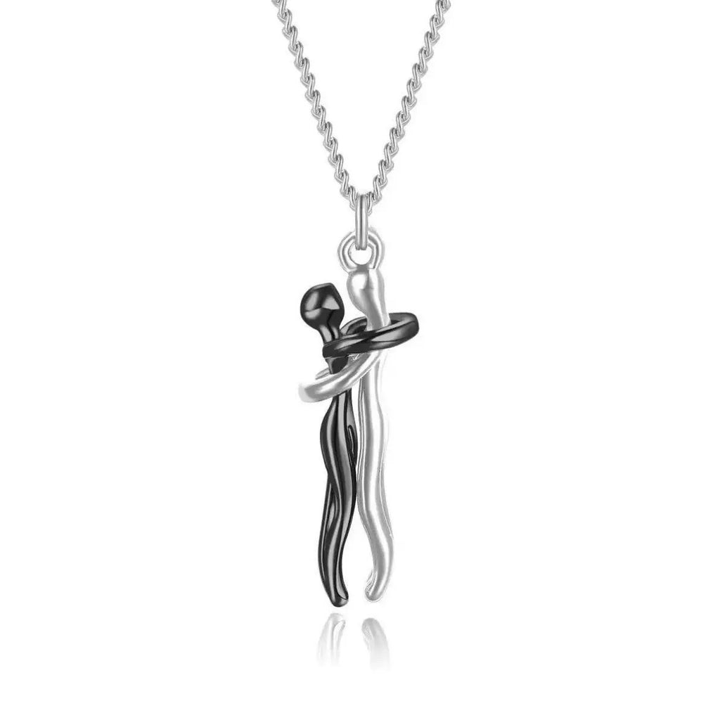 Mother and Child Embrace Silver Necklace