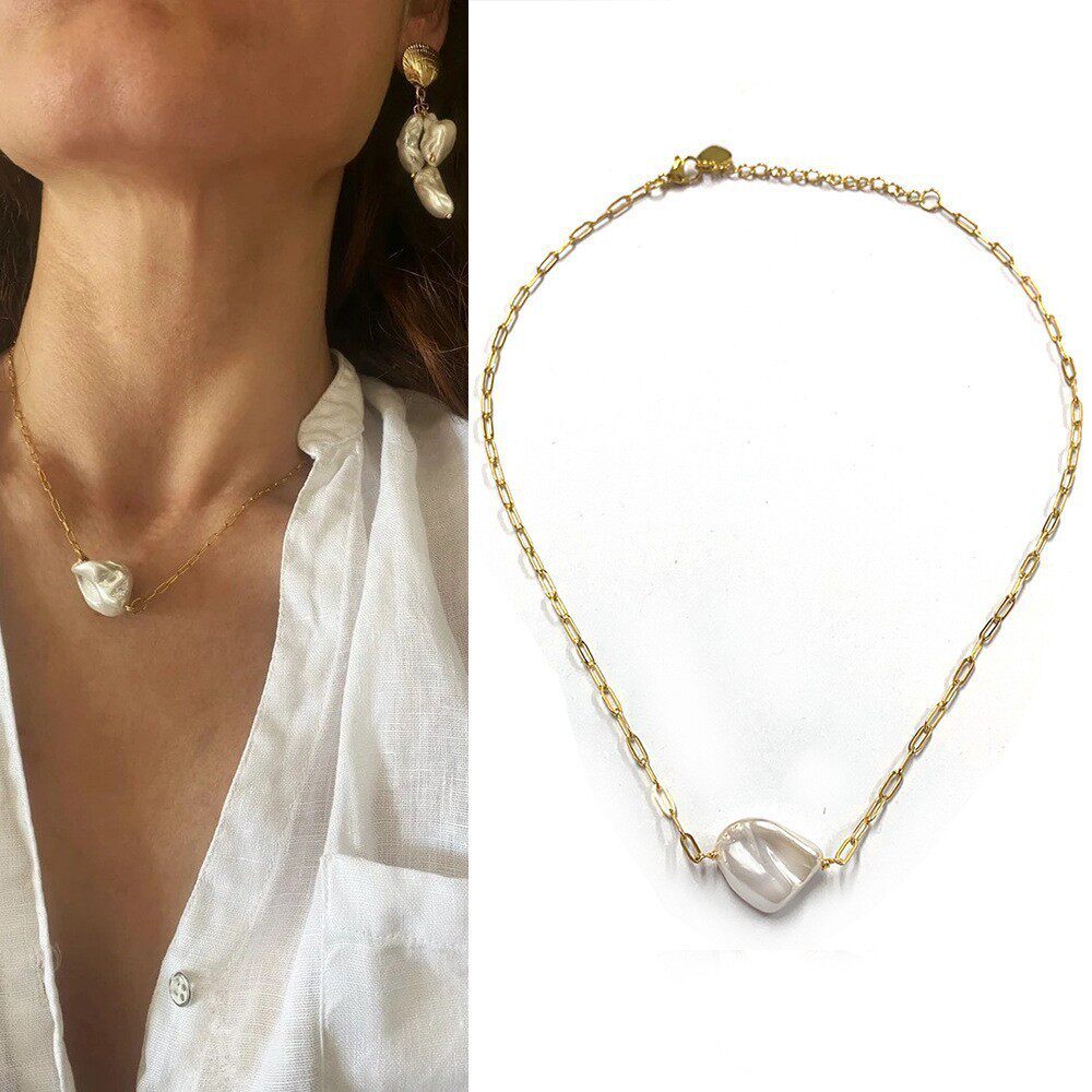 Exaggerated irregular seashell necklace/collarbone chain