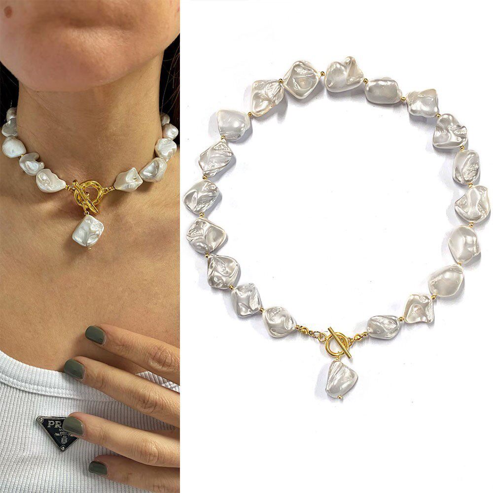 Exaggerated irregular seashell necklace/collarbone chain