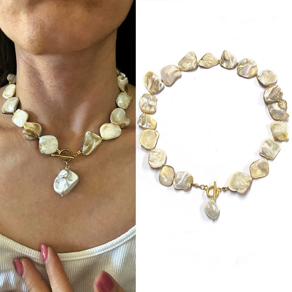 Exaggerated irregular seashell necklace/collarbone chain