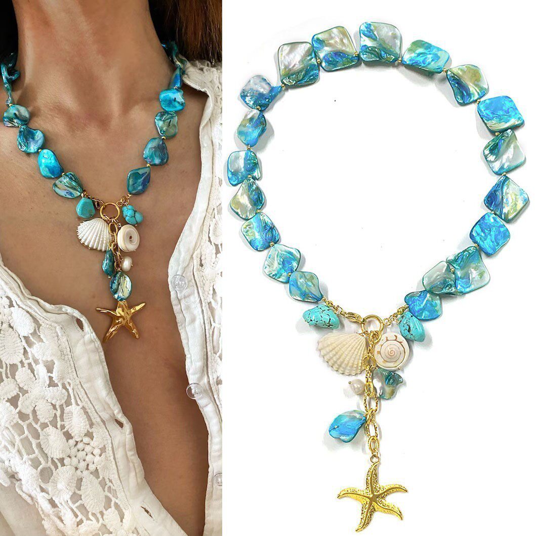 Exaggerated irregular seashell necklace/collarbone chain