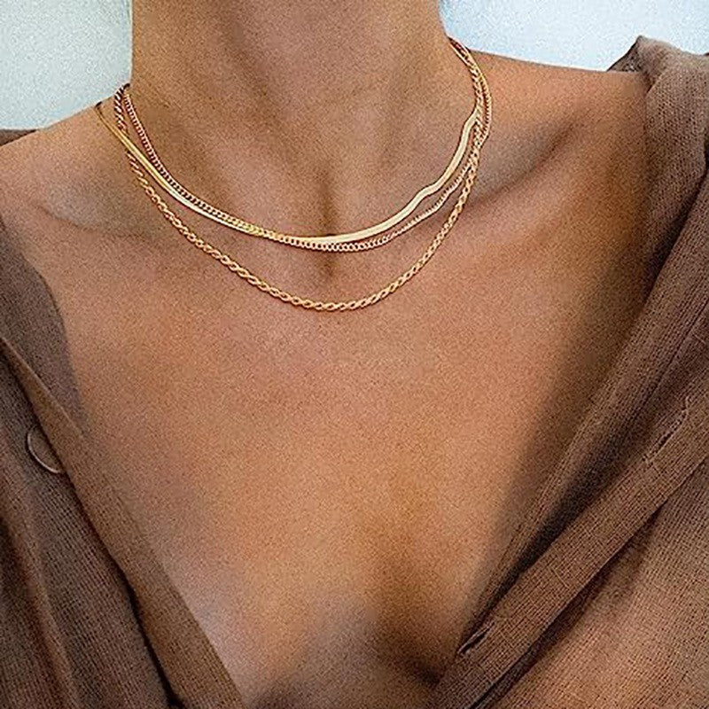 Double-layer snake chain necklace