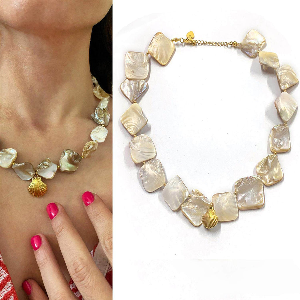 Exaggerated irregular seashell necklace/collarbone chain