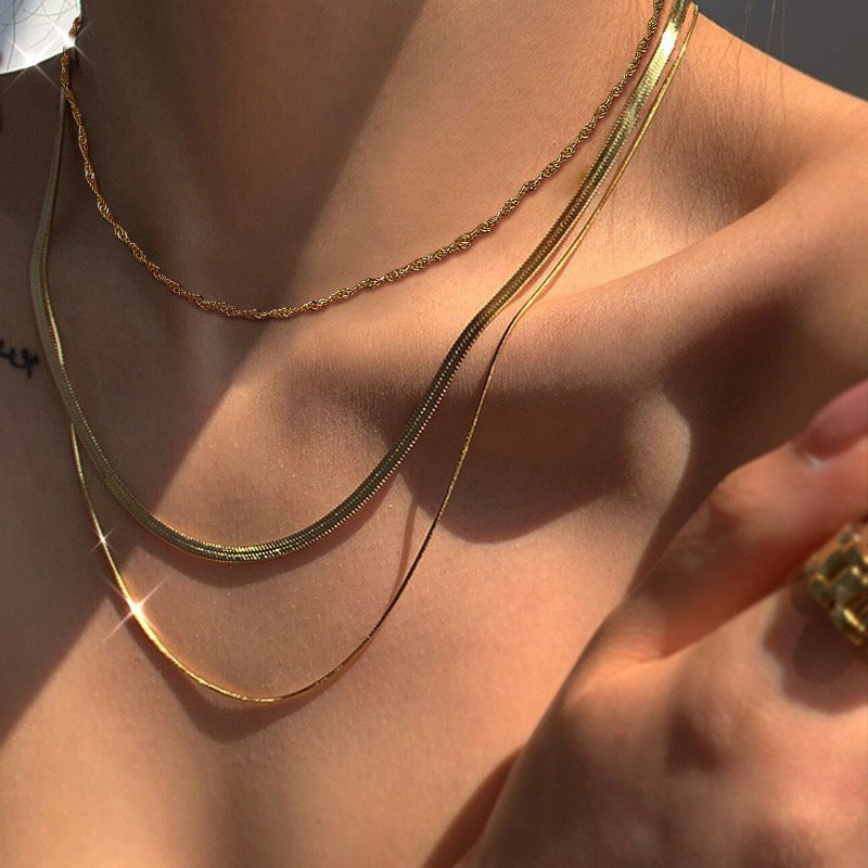 Double-layer snake chain necklace