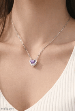 925 Silver Birthstone Heart Necklace for Women