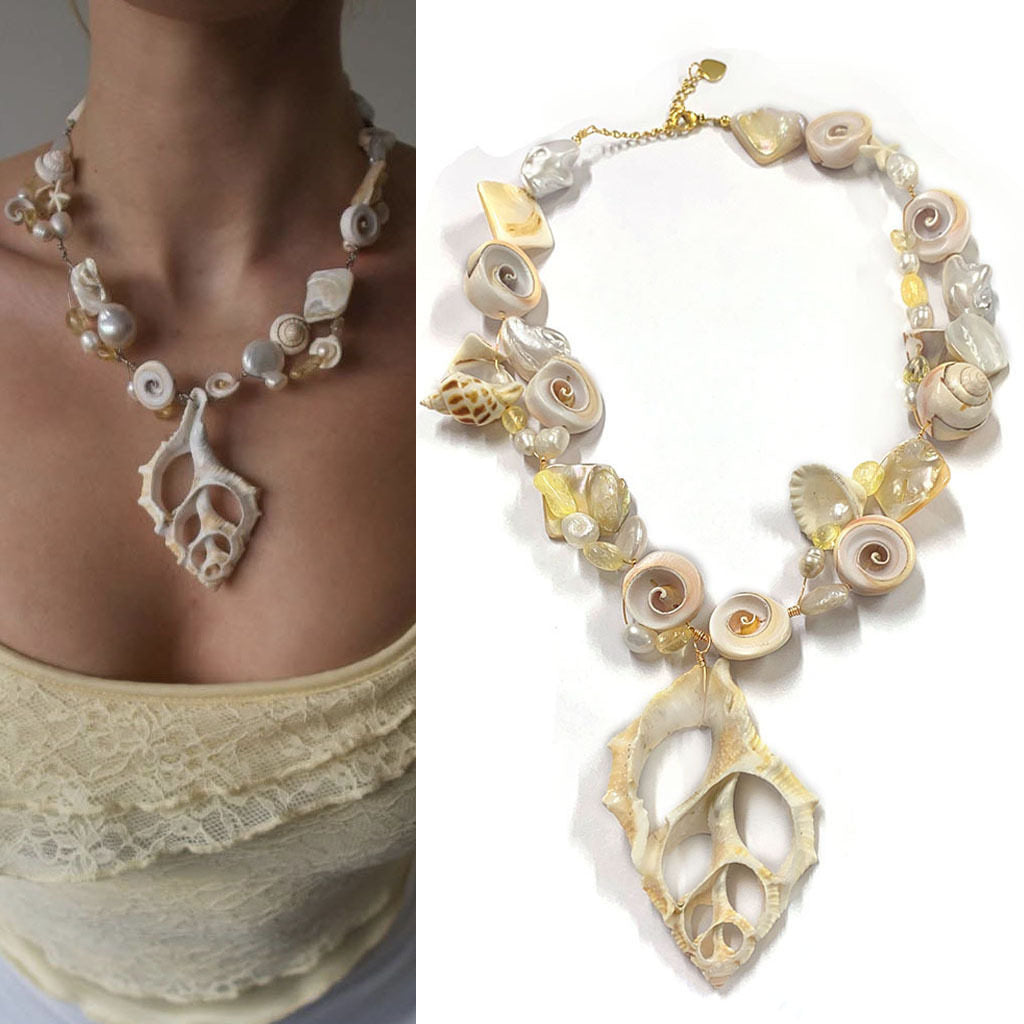 Exaggerated irregular seashell necklace/collarbone chain