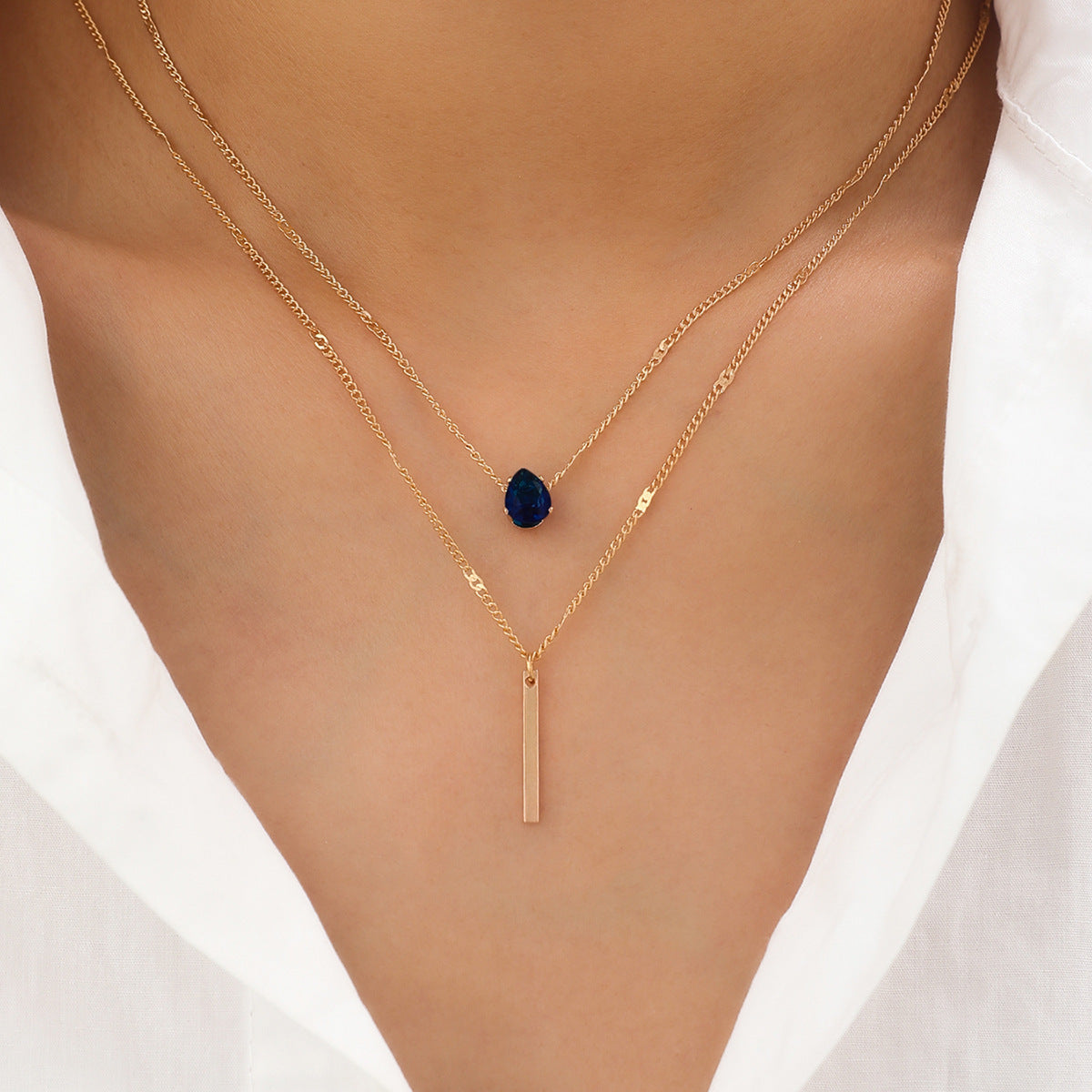 Geometric Double-Layer Necklace