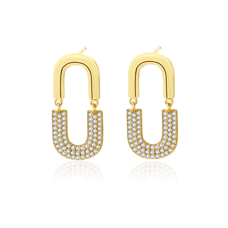 U-Shape Oval Diamond Earrings