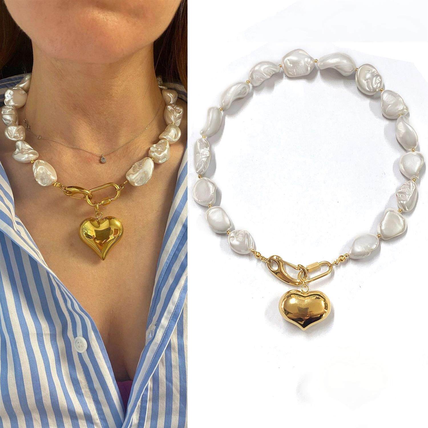 Exaggerated irregular seashell necklace/collarbone chain